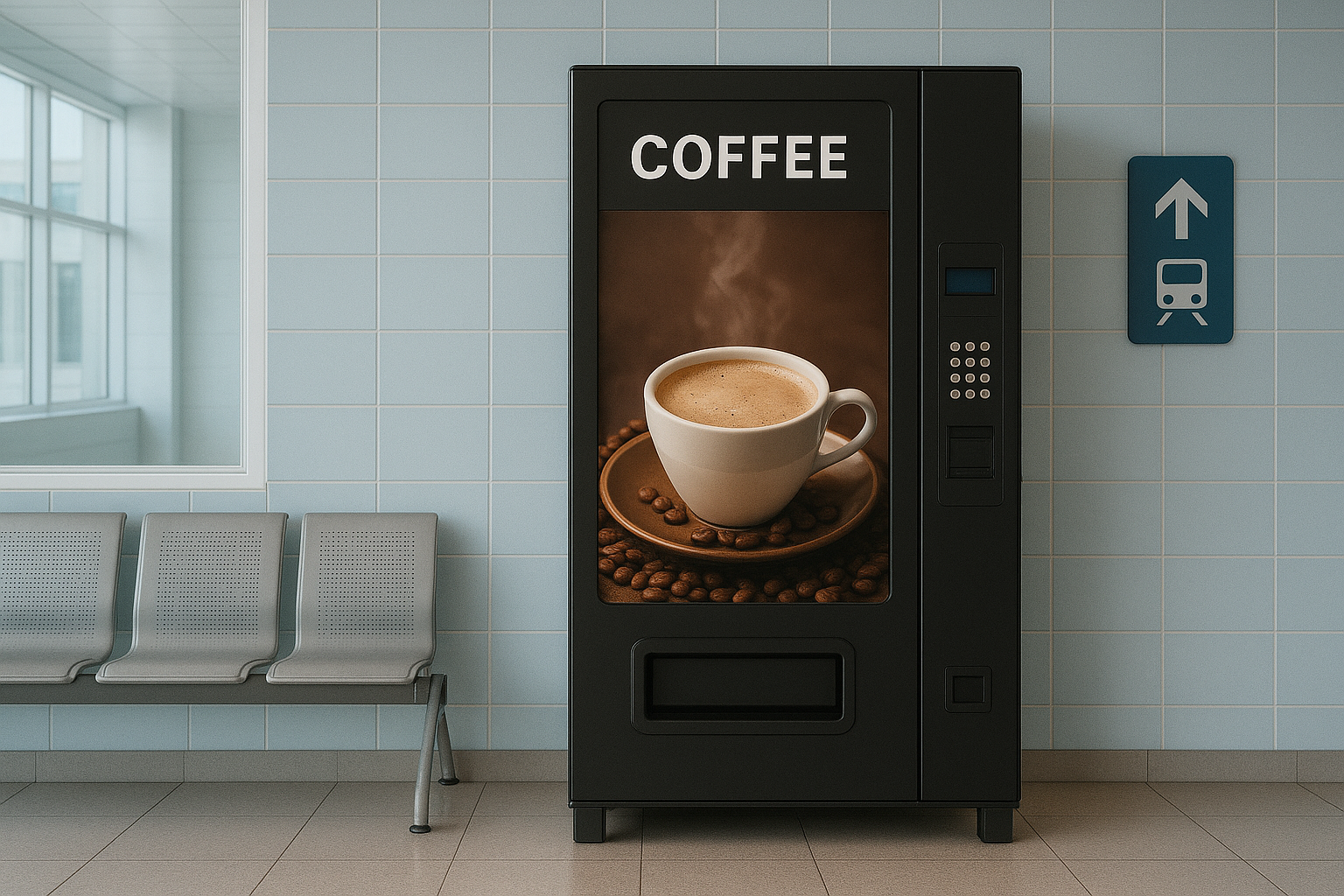 Máquina de cafe en la estación